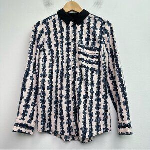 Topshop Floral Button Down Lightweight Shirt Size 2